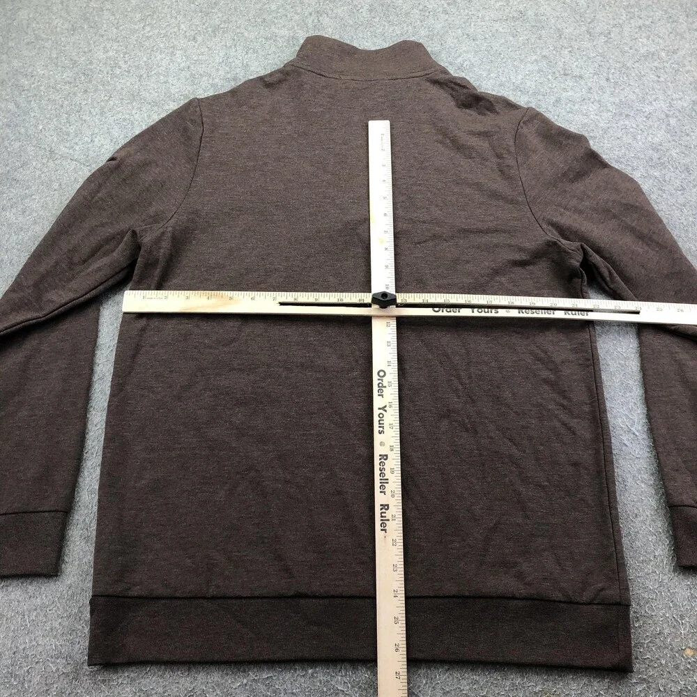 Criquet Sweater Mens Large Brown 1/4 Zip Pullover Knit Mock Neck Pocket Logo